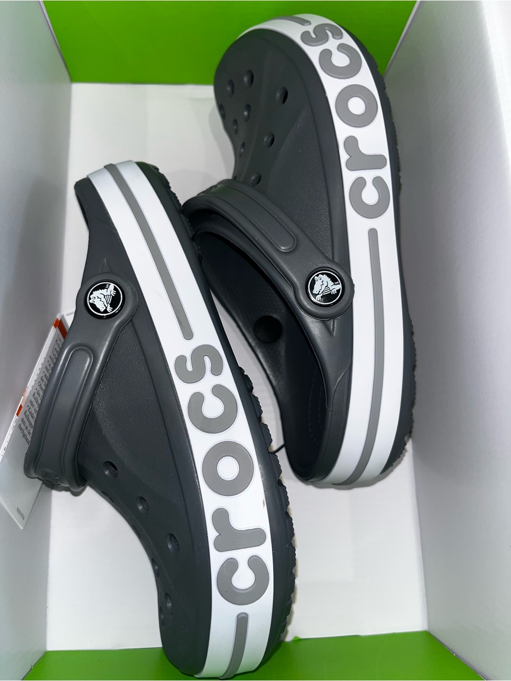 CROCS Kids' Grey and White Crocband Clog